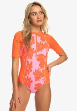 Roxy SURF KIND KATE 3/4 SS ONESIE - Badeanzug - Pink Frosting My Kind Of Hibis